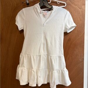 White Hooded Terry Zip-Up Swim Whit Cover up size 8 by Cat & Jack